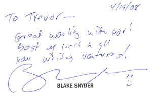 Blake Snyder Note