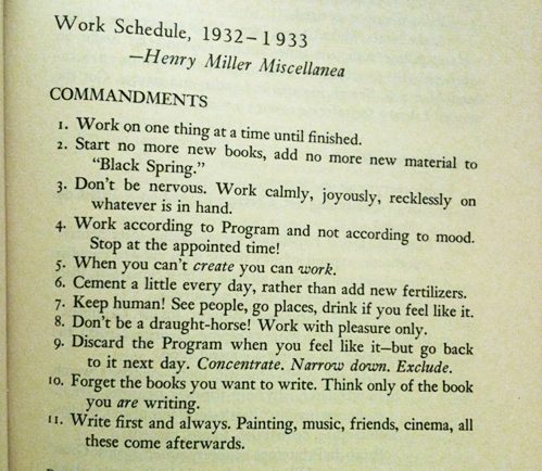 Henry Miller’s Writing Commandments