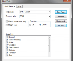 Final Draft Bug: Search and Replace